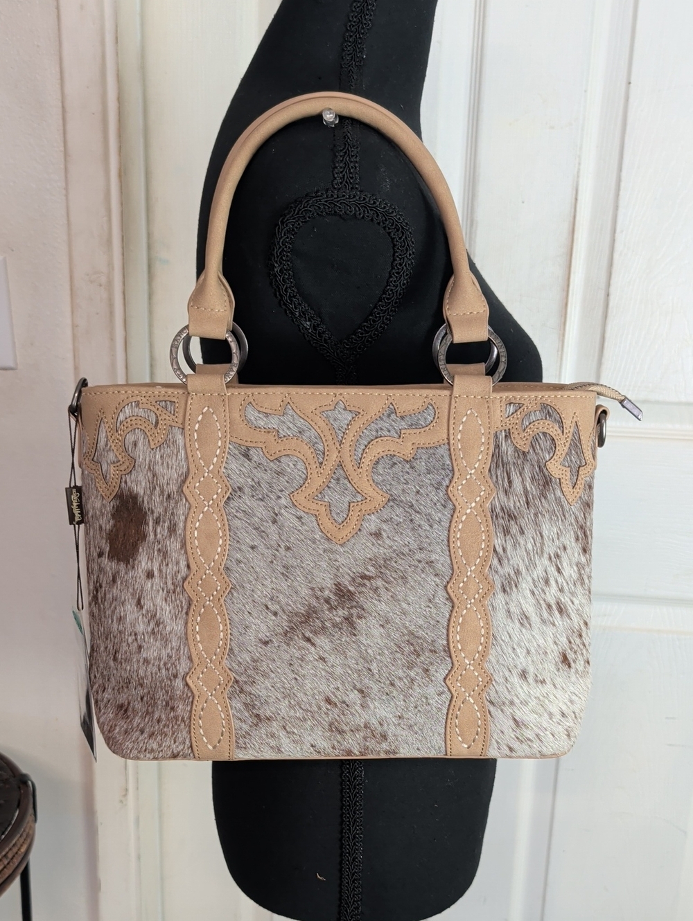 Trinity Ranch Genuine Hair-On Cowhide Collection Concealed Carry Tote NWT